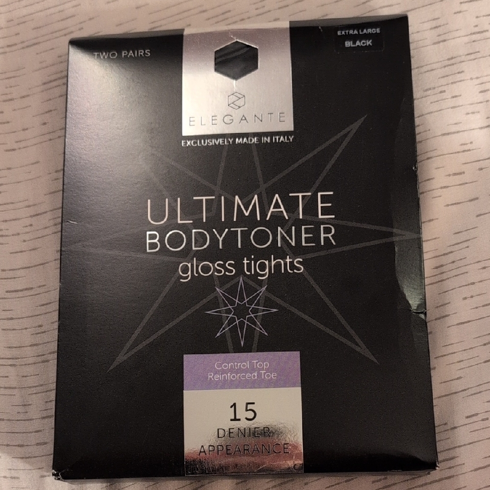 Brand New-Elegante Black Gloss Tights Color Black